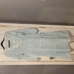 Sail to Sable Women's XS  Blue White 100% Cotton Maxi Dress